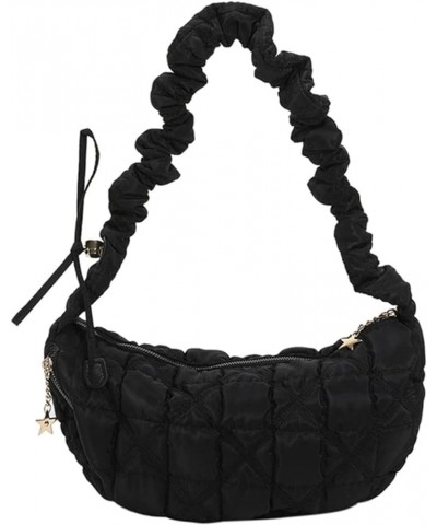 Puffer Crossbody Bag for Women Adjustable Quilted Shoulder Bag Light Down Nylon Puffy Purse Cotton Padded Hobo Bag Black $12....