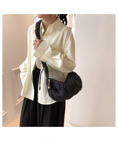 Puffer Crossbody Bag for Women Adjustable Quilted Shoulder Bag Light Down Nylon Puffy Purse Cotton Padded Hobo Bag Black $12....