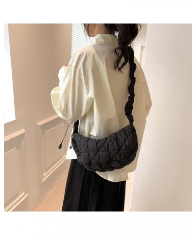 Puffer Crossbody Bag for Women Adjustable Quilted Shoulder Bag Light Down Nylon Puffy Purse Cotton Padded Hobo Bag Black $12....