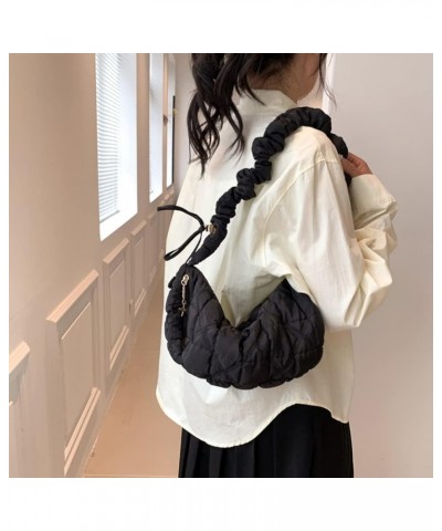 Puffer Crossbody Bag for Women Adjustable Quilted Shoulder Bag Light Down Nylon Puffy Purse Cotton Padded Hobo Bag Black $12....