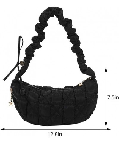 Puffer Crossbody Bag for Women Adjustable Quilted Shoulder Bag Light Down Nylon Puffy Purse Cotton Padded Hobo Bag Black $12....