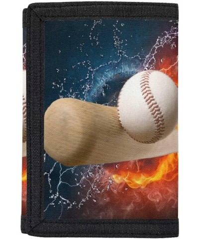 Canvas Wallet with Photo, Fire Water Basketball RFID Trifold Canvas Wallets for Outdoor School Travel Slim Money Organizer Ba...