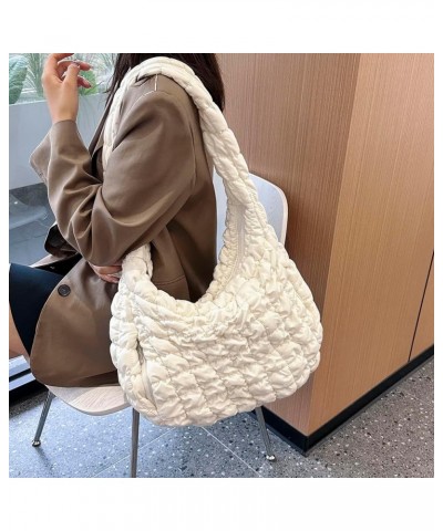 Lightweight Bubble Satchel Bag Casual Large Capacity Versatile Girl Stylish Purse Women Zipper Underarm Bag White $15.36 Satc...