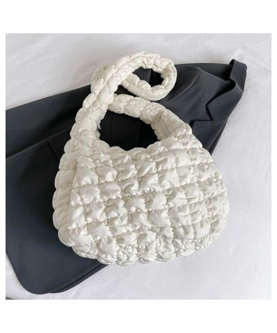 Lightweight Bubble Satchel Bag Casual Large Capacity Versatile Girl Stylish Purse Women Zipper Underarm Bag White $15.36 Satc...