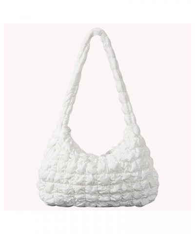 Lightweight Bubble Satchel Bag Casual Large Capacity Versatile Girl Stylish Purse Women Zipper Underarm Bag White $15.36 Satc...