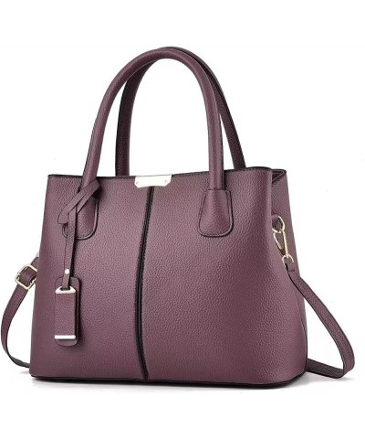 Women Classy Satchel Handbag Tote Purse Handle Bag Shoulder Bag Dark Purple $10.92 Totes