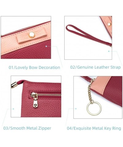 Small Clutch Purse for Women Genuine Leather Coin Pouch Bowknot Cash Wallet Cute Wristlet Purse with Key Chain Blue $19.46 Wr...