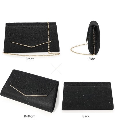 Women Evening Bags Glitter Sequins Clutch Purses for Women Shiny Crystal Falp Handbag Formal Wedding Party Prom Purse Black 3...