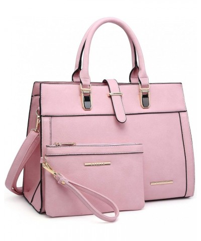 Women's Handbag Flap-over Belt Shoulder Bag Top Handle Tote Satchel Purse Work Bag w/Matching Wristlet Pink $22.56 Totes