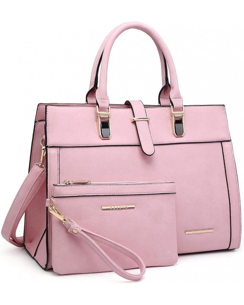 Women's Handbag Flap-over Belt Shoulder Bag Top Handle Tote Satchel Purse Work Bag w/Matching Wristlet Pink $22.56 Totes