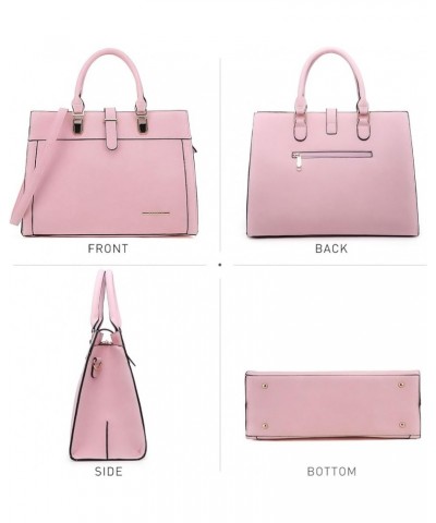 Women's Handbag Flap-over Belt Shoulder Bag Top Handle Tote Satchel Purse Work Bag w/Matching Wristlet Pink $22.56 Totes