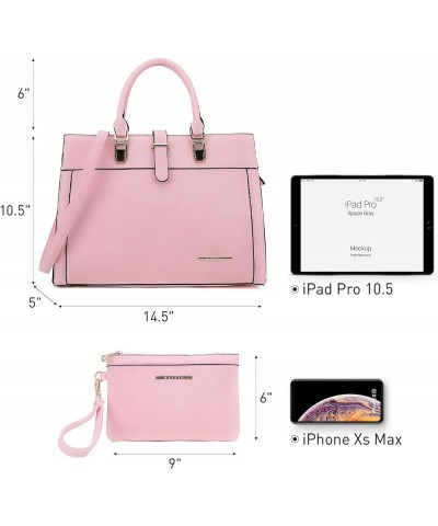 Women's Handbag Flap-over Belt Shoulder Bag Top Handle Tote Satchel Purse Work Bag w/Matching Wristlet Pink $22.56 Totes