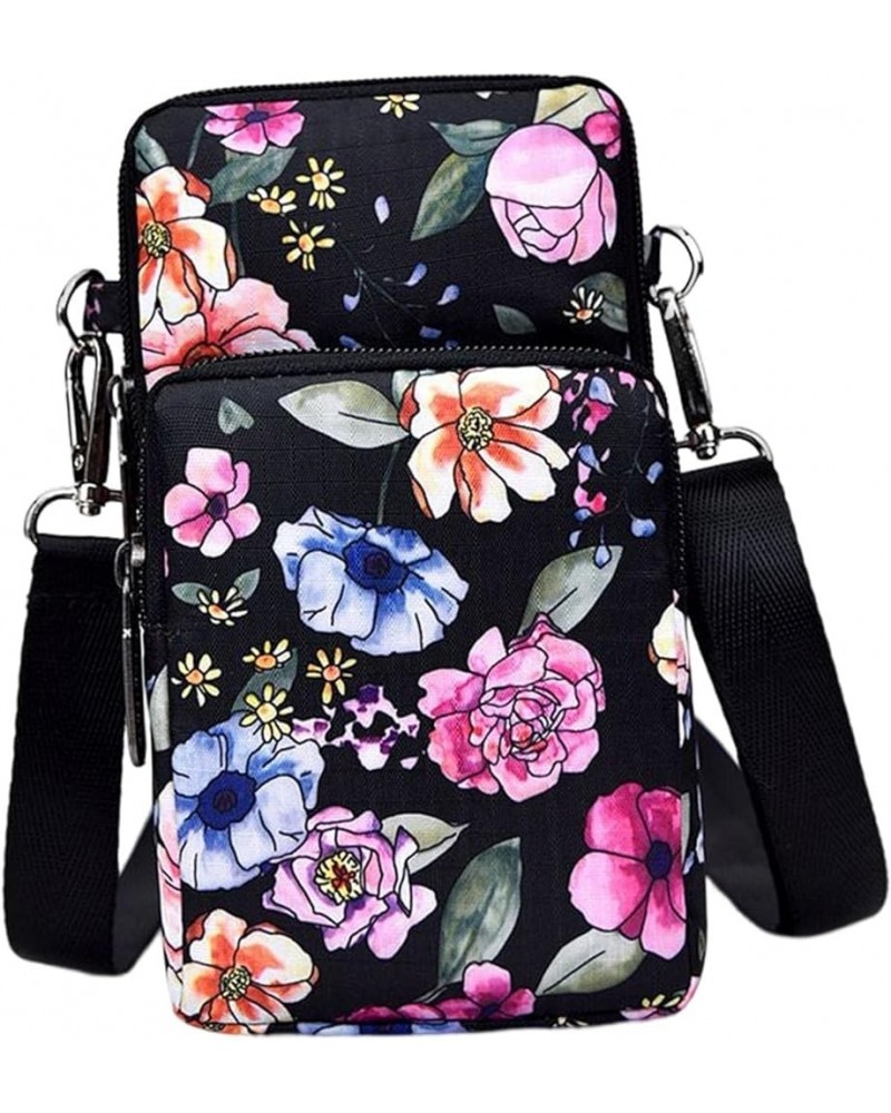 Stylish Shoulder Bag with Adjustable Strap for Black Flower $7.55 Crossbody Bags