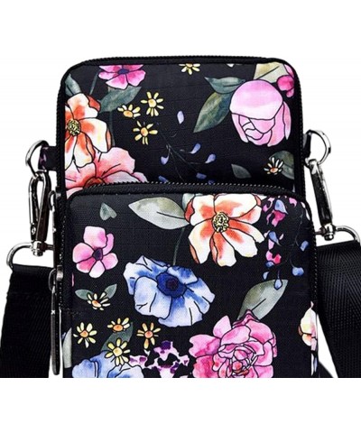 Stylish Shoulder Bag with Adjustable Strap for Black Flower $7.55 Crossbody Bags