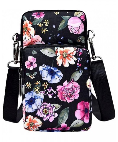 Stylish Shoulder Bag with Adjustable Strap for Black Flower $7.55 Crossbody Bags