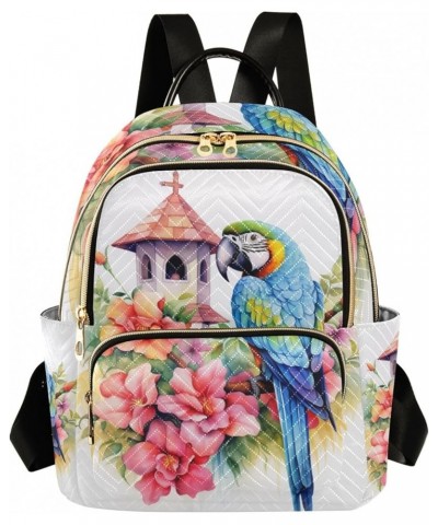 Mini Backpack Purse for Women, Parrot Bird Flowers Travel Bag Casual Daypack Shoulder Bag Medium $12.80 Backpacks