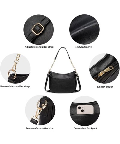 Shoulder Bag for Women Vegan Leather Women's Shoulder Purses Handbags with 2 Removable Strap Crossbody Bag Purses Black $16.7...