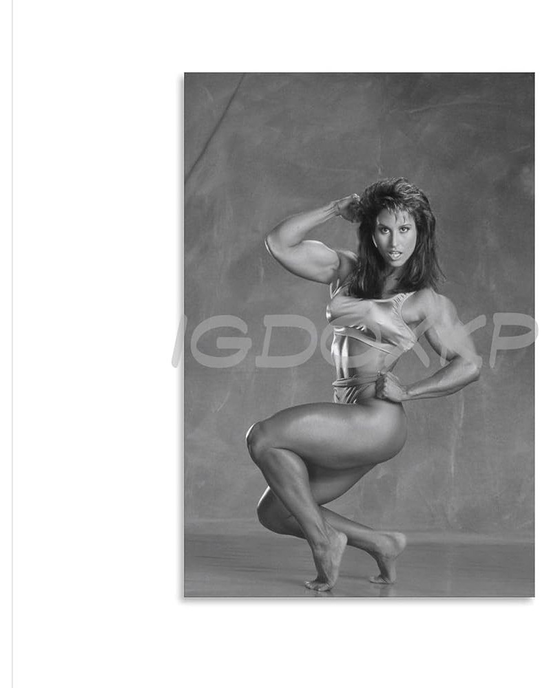 Black And White Poster of Bodybuilder Rachel McLish Working Out (8) Canvas Poster Bedroom Decor Office Room Decor Gift Frame-...