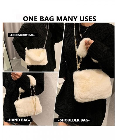 Fur Purses for Women Crossbody Bag Fluffy Shoulder Bag Fluffy Purses for Women Furry Handbag Party Clutch Bag White $9.85 Sho...