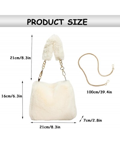 Fur Purses for Women Crossbody Bag Fluffy Shoulder Bag Fluffy Purses for Women Furry Handbag Party Clutch Bag White $9.85 Sho...