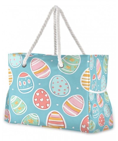 Graffiti Egg Pattern Beach Bag, Large Beach Bag with Zipper and Wet Pocket, Lightweight and Waterproof for Pool, Beach, Trave...