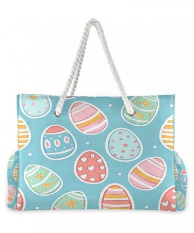 Graffiti Egg Pattern Beach Bag, Large Beach Bag with Zipper and Wet Pocket, Lightweight and Waterproof for Pool, Beach, Trave...