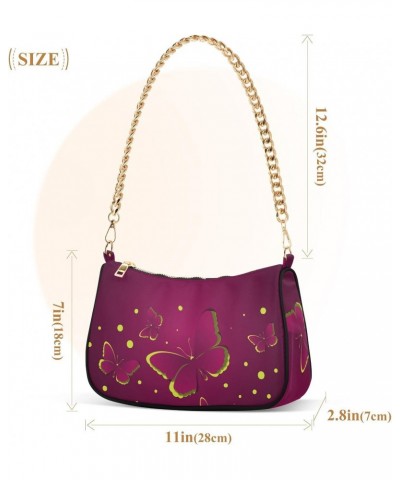 Shoulder Bag for Women Purse Clutch Butterfly Burgundy Red Chain Shoulder Tote Handbag with Zipper Closure(238ri4g) $14.40 Sh...