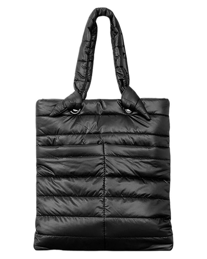 Puffer Tote Bag for Women, Quilted Cotton Padded Handbag, Large Capacity Lightweight Casual Winter Shopper Bag Black $12.45 T...