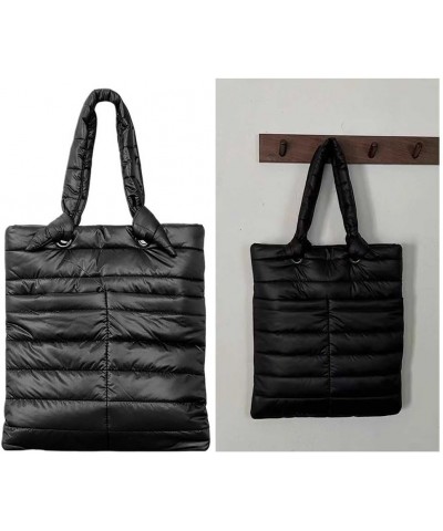 Puffer Tote Bag for Women, Quilted Cotton Padded Handbag, Large Capacity Lightweight Casual Winter Shopper Bag Black $12.45 T...