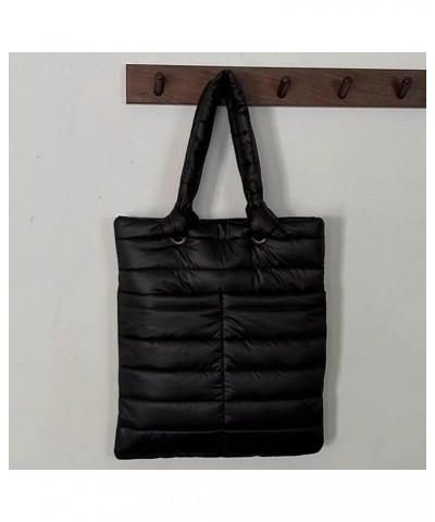 Puffer Tote Bag for Women, Quilted Cotton Padded Handbag, Large Capacity Lightweight Casual Winter Shopper Bag Black $12.45 T...