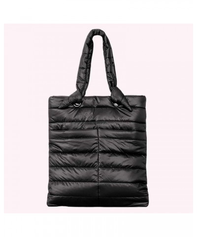 Puffer Tote Bag for Women, Quilted Cotton Padded Handbag, Large Capacity Lightweight Casual Winter Shopper Bag Black $12.45 T...