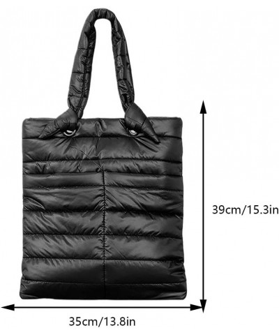 Puffer Tote Bag for Women, Quilted Cotton Padded Handbag, Large Capacity Lightweight Casual Winter Shopper Bag Black $12.45 T...