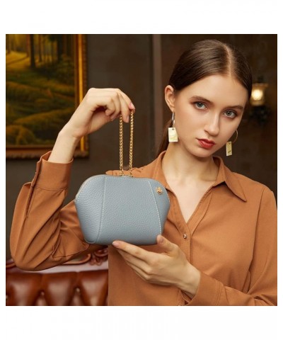 Genuine Leather Handbag for Women Fashion Shoulder Bag Chain Crossbody Bag Retro Satchel Casual Purse Blue $32.99 Satchels