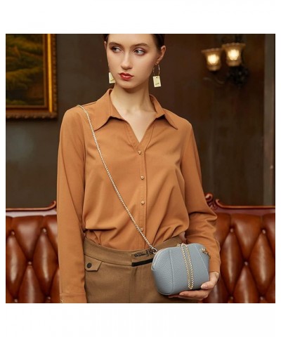 Genuine Leather Handbag for Women Fashion Shoulder Bag Chain Crossbody Bag Retro Satchel Casual Purse Blue $32.99 Satchels