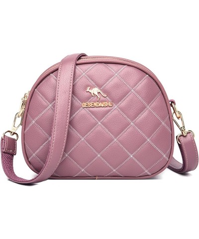 Women's round bag embroidered one-shoulder cross-body bag mini small bag Purple $25.93 Shoulder Bags