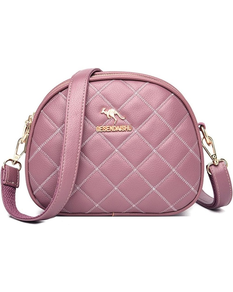 Women's round bag embroidered one-shoulder cross-body bag mini small bag Purple $25.93 Shoulder Bags