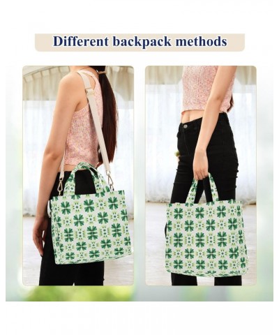 Creative St. Patrick's Day Tiled Pattern Tote Bag Large Capacity for Women Handbag Corduroy Crossbody Shoulder Bag $16.19 Totes