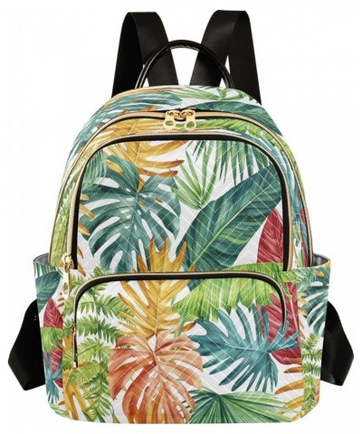 Women Backpack Purse Colored Palm Leaves Tropical Fashion Shoulder Bags Travel Backpack Small Daypacks S Small $10.40 Backpacks