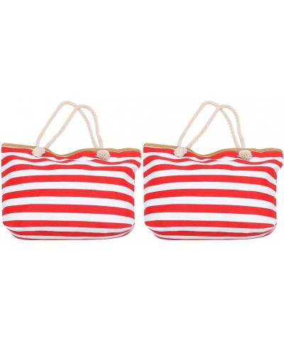 2 Pcs Crossbody Bag Handle Shoulder Purse Beach Bag for Women Grocery Tote Bag Canvas Striped Canvas Handbag Crossbody Wallet...