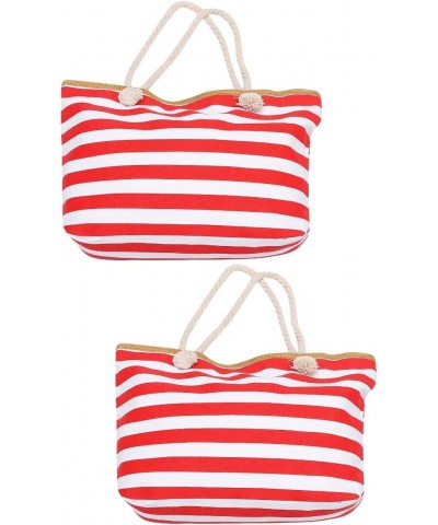 2 Pcs Crossbody Bag Handle Shoulder Purse Beach Bag for Women Grocery Tote Bag Canvas Striped Canvas Handbag Crossbody Wallet...