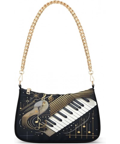 Shoulder Bags for Women Music Notes Piano Hobo Tote Handbag Small Clutch Purse with Zipper Closure Multi10 $17.35 Shoulder Bags