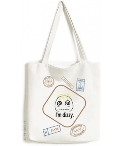 Dizzy Black Cute Chat Face Cartoon Stamp Shopping Ecofriendly Storage Canvas Tote Bag $14.57 Totes