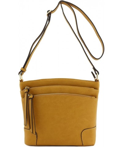 Triple Zipper Pocket Medium Crossbody Bag Mustard $11.23 Crossbody Bags