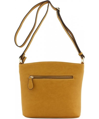 Triple Zipper Pocket Medium Crossbody Bag Mustard $11.23 Crossbody Bags