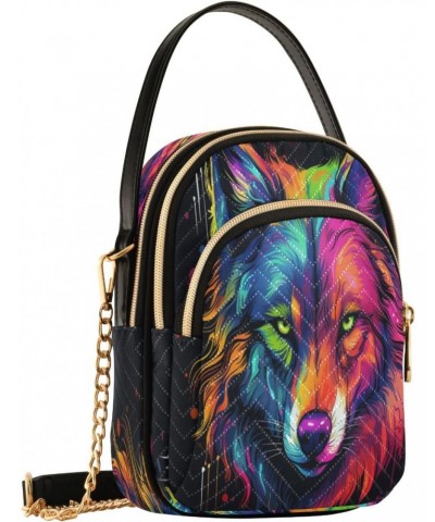 Quilted Crossbody Bags for Women,- 131 - Wolf Women's Crossbody Handbags Small Travel Purses Phone Bag $11.00 Crossbody Bags