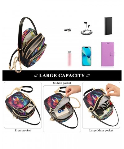 Quilted Crossbody Bags for Women,- 131 - Wolf Women's Crossbody Handbags Small Travel Purses Phone Bag $11.00 Crossbody Bags