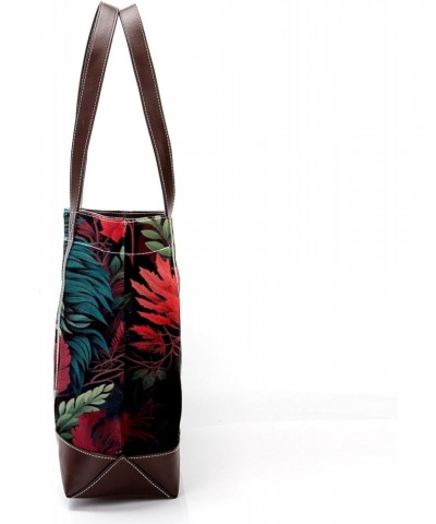 Wolf Canvas Leather Mix Handbag - 13.3x4.7x12.2 in - Durable and Stylish Women's Shoulder Bag $28.79 Totes