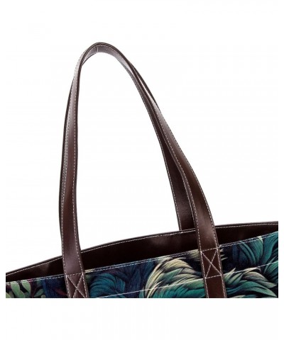 Wolf Canvas Leather Mix Handbag - 13.3x4.7x12.2 in - Durable and Stylish Women's Shoulder Bag $28.79 Totes