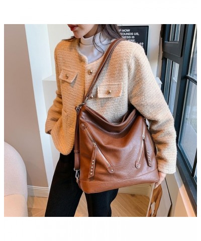 Trendy Crossbody Bag Zipper Closure Everyday Purse PU Leather Underarm Bag Vintage Shoulder Bag with Adjustable Strap Khaki $...