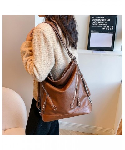 Trendy Crossbody Bag Zipper Closure Everyday Purse PU Leather Underarm Bag Vintage Shoulder Bag with Adjustable Strap Khaki $...